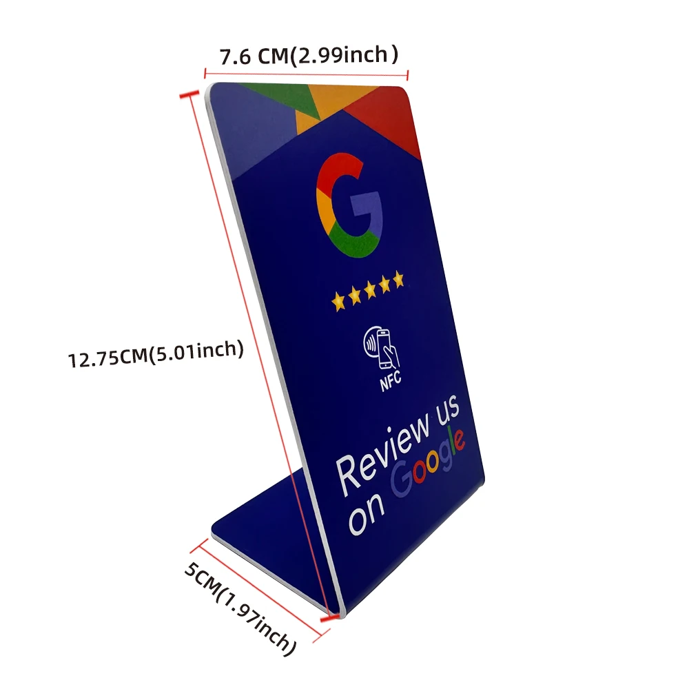 Programmable 13.56Mhz Google Review Card NFC Station Table Stand - Display Bending Card Holder for Brand Promotion