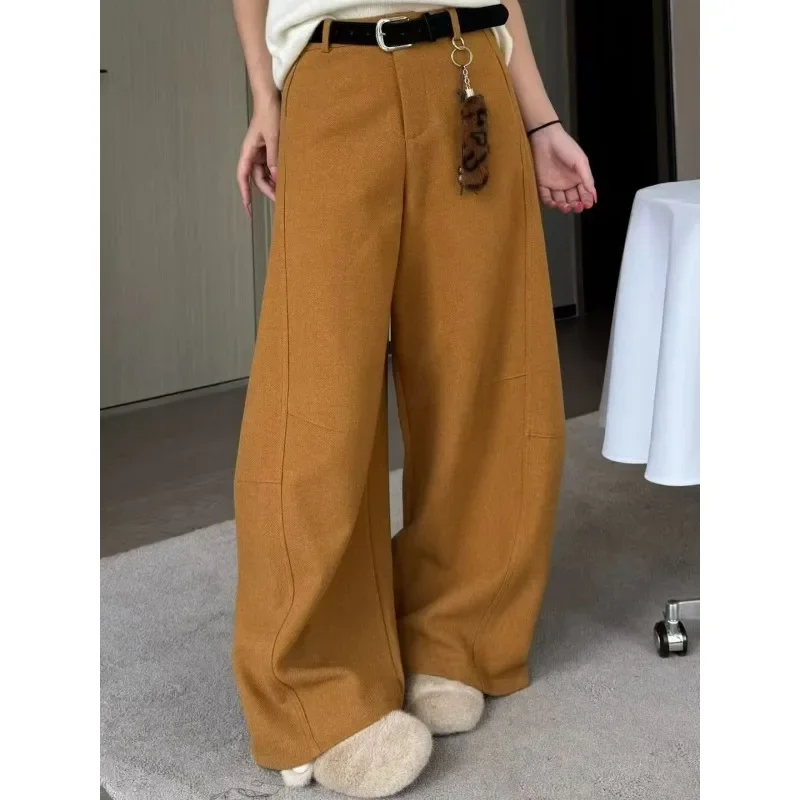 Tinaa Fashuinable Scimitar Pants 2026 Woman Office Lady High Waist Solid Color Pockers Full-length Wide-leg Pants 193970