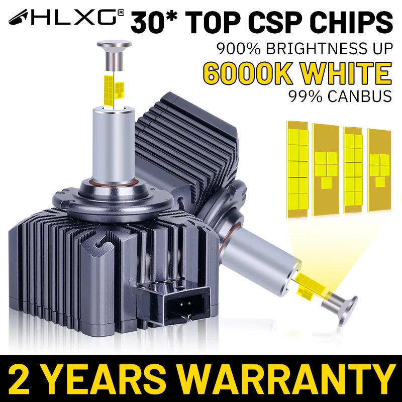 

HLXG D1S D3S Светодиодные фары D2S D4S D5S 1:1 Сменный комплект ксенона для проектора 360 CSP чипов Plug&Play Автомобильные фары 6000K 2 шт.