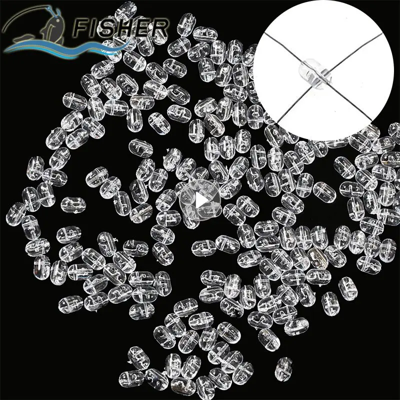 100/200PCS Transparent Clear Oval Cross Hole Beads Sabiki Rig DIY Jumper Link Beads 3 Way Connector 2 Hole Beans Fishing Tools