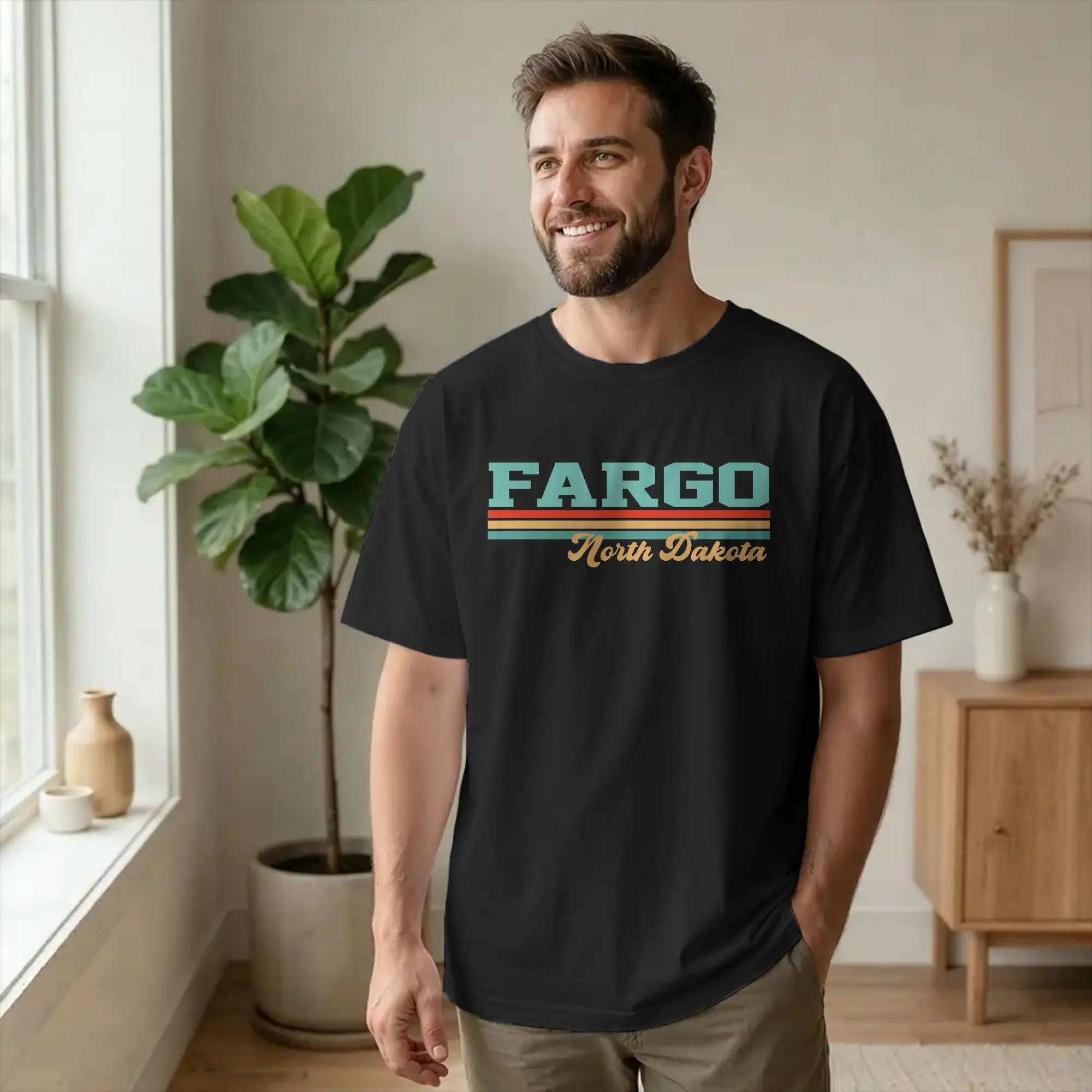 Men's Fargo North Dakota Souvenir‌ T Shirts France Travel Cotton Tops Humor Short Sleeve Round Collar Tee Shirt Gift T-Shirts