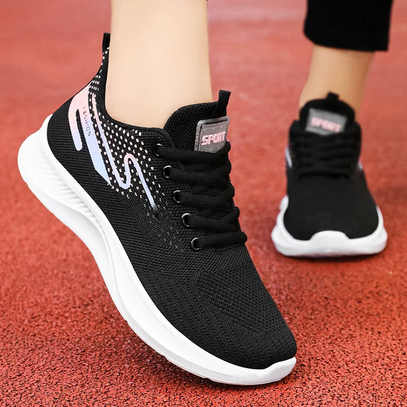 

Summer mesh breathable single sports shoes for women, Korean version lace-up soft-soled running women's shoes