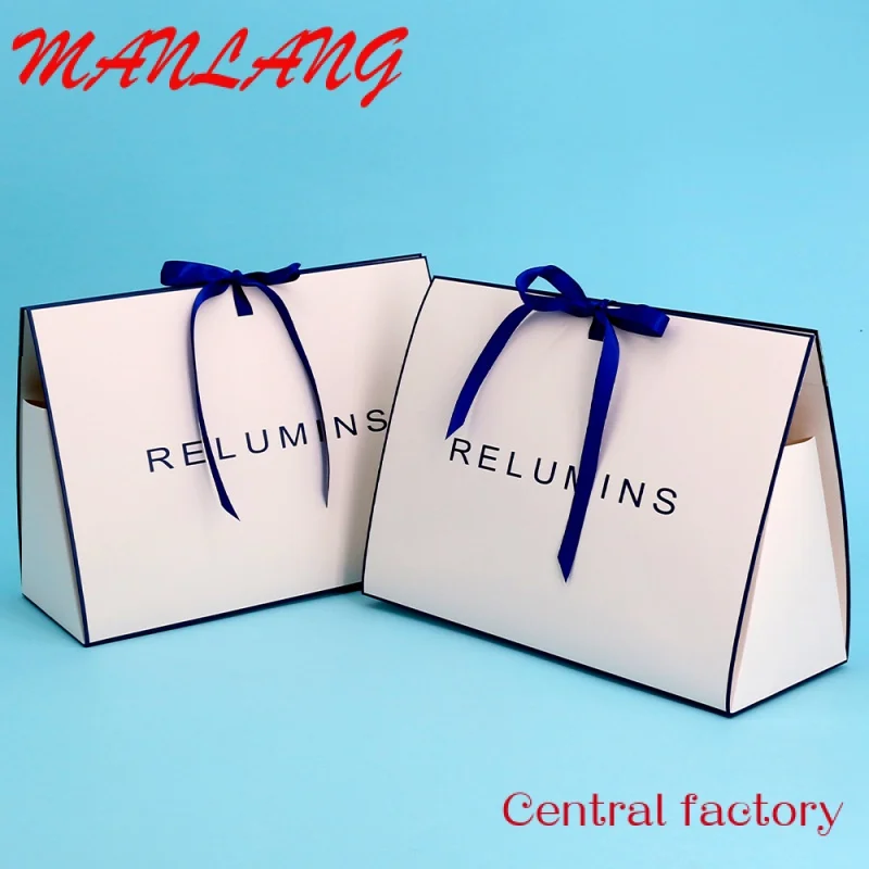 Custom  Luxury Custom Logo White Gift Packaging Brown Kraft Shopping Paper Bag With Twisted Nylon Rope Handles