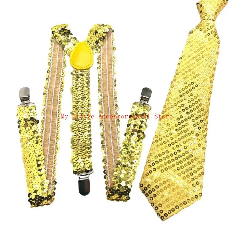 Elastic Y Back подтяжки для мужчин с галстуками, блестящими блестящими галстуками для формирования для формального события и