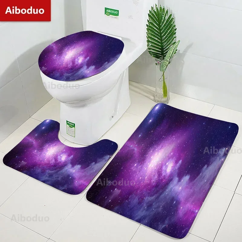 Dreaming Starry Sky Pattern Design Bathroom 3Pcs/set Mat Home Flannel Decorate Accessories Floor Rug Toilet Cover 40*60/50*80 CM