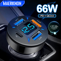66W USB C Car Charger Type C Fast Charging Car Phone Charger for Iphone Xiaomi Samsung Quick Charger 3.0 for Car Lighter Adapter