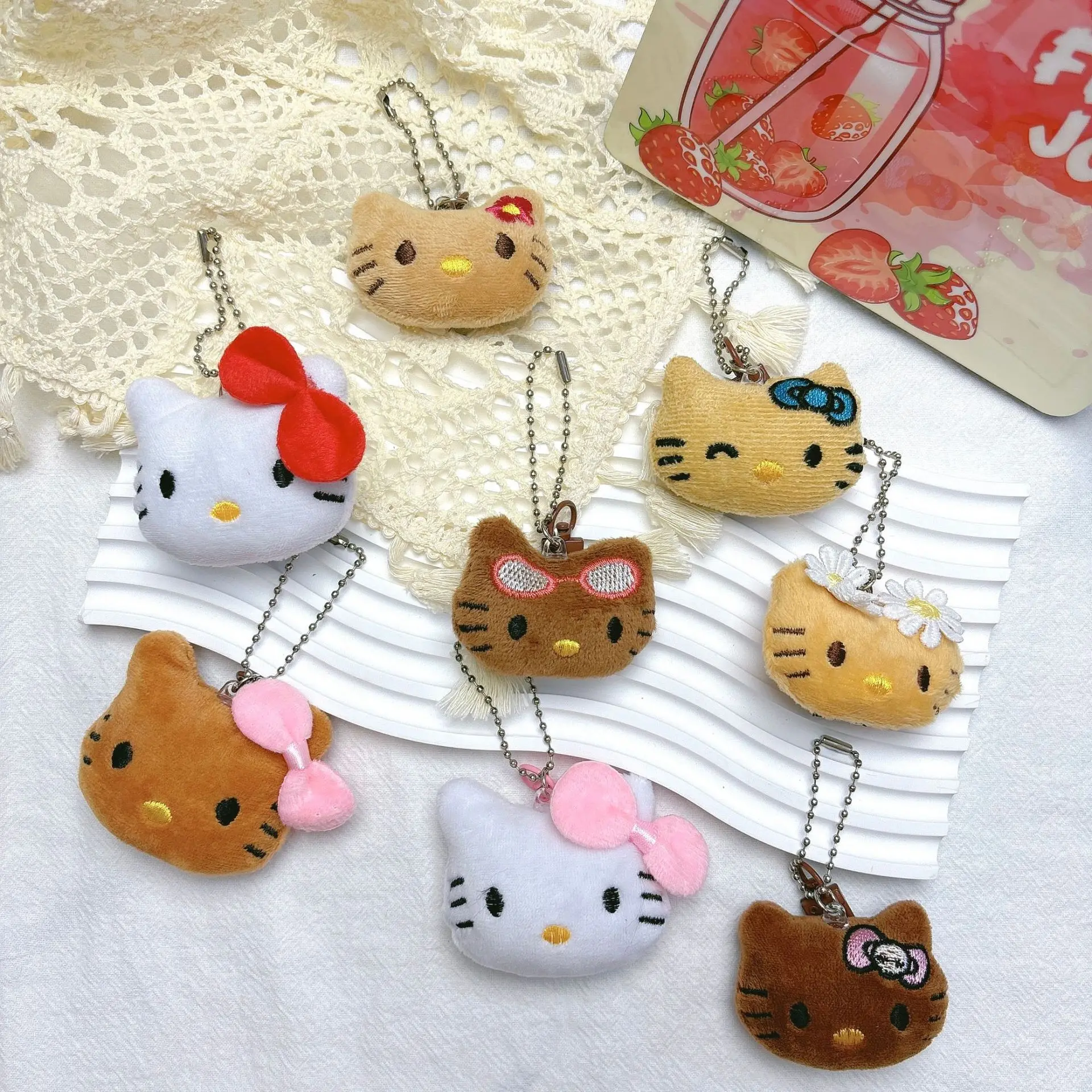 HelloKitty Plushs Doll Toys Anime Cartoon Kawaii Hello Kitty Keychain Bag Decorative Accessories Backpack Girl Kids Cute Gift