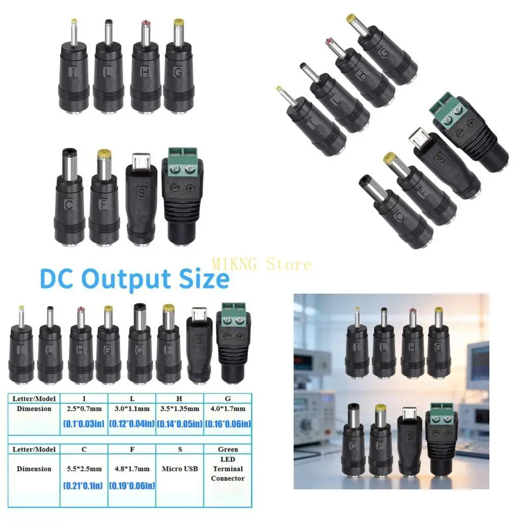 PVC Direct Current Power Adapter Connectors, DC5.5X2.1Mm Female Barrels Plug, DC4.0X1.7Mm,DC5.5X2.5Mm Size Tip Screw Terminal