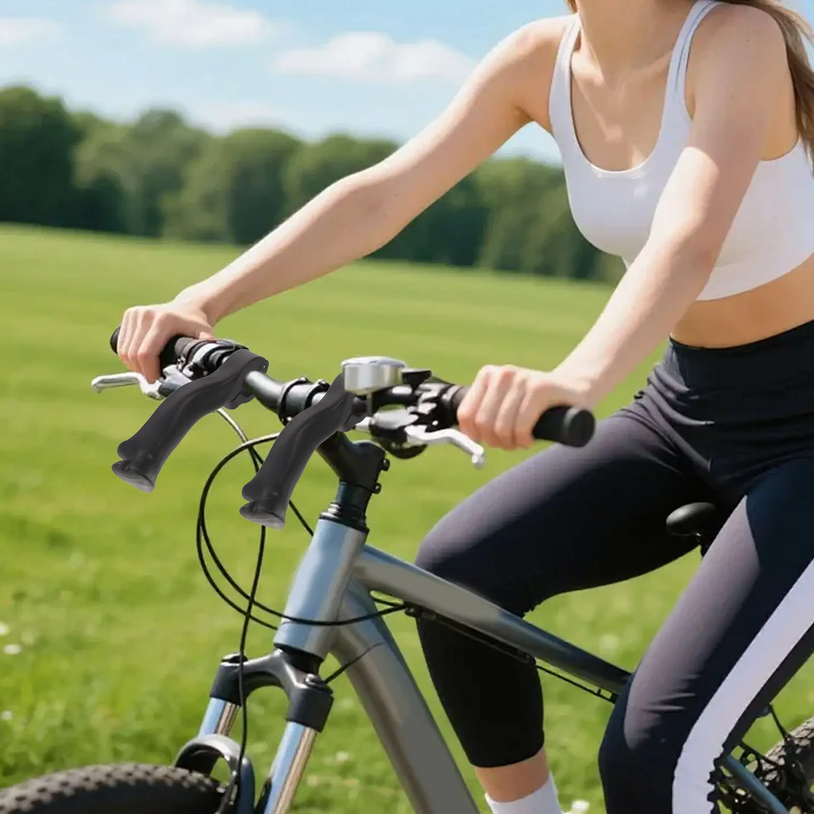 

2Pcs Mountain Bike Handlebar Extender Bracket Accessories Ergonomic Bar End Grips for Cycling Climbing Long Distance Riding
