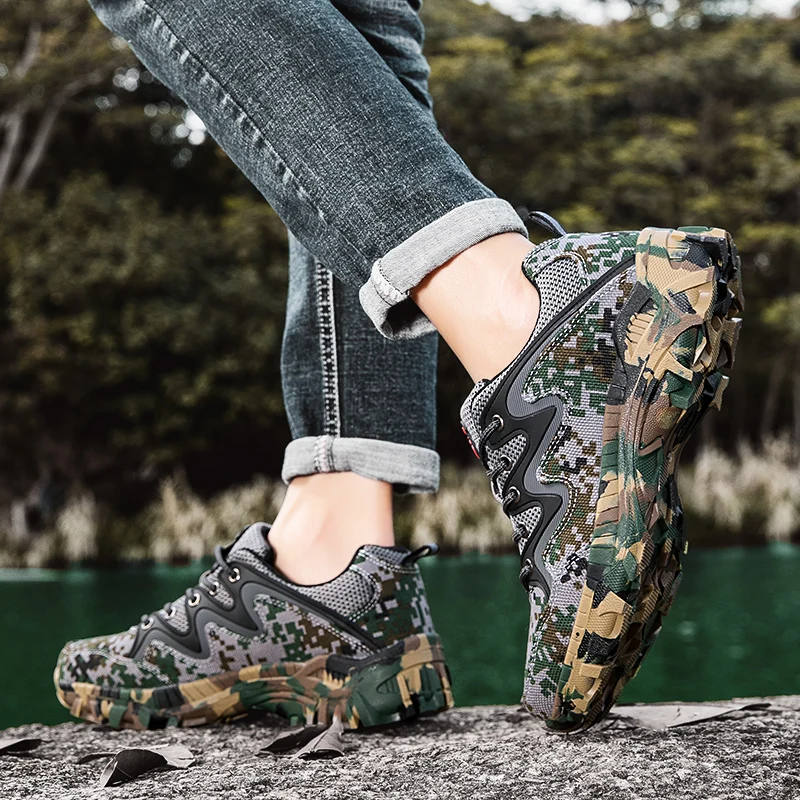 Man Hiking Boots Trekking Male Sneakers Montain Camping Outdoor Sport Shoes Camouflage Breathable Comfortable Tenis For Mens