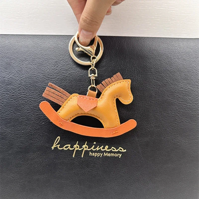 

PU Leather Bag Charm Rocking Horse Pendant For Longchamp Handbag Bag Women's Keychain Hanging Ornament Accessories