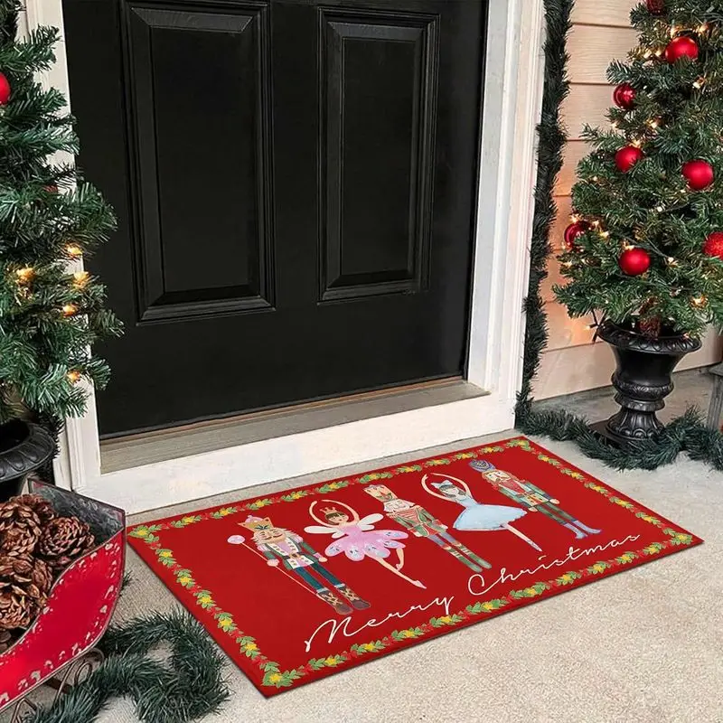 VIKAMA Nutcracker Ballerina Door MatChristmas Entryway Rug Non Slip For Front Door Indoor Outdoor Festive Holiday Decor