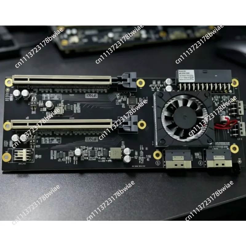 Double-wide dual-slot graphics card holder pass-through x8x8 expansion PEX8749PCIe3.0x16x16ATX power supply