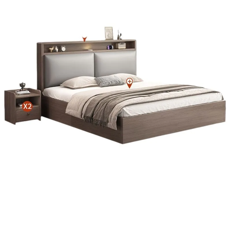 

Solid wood bed double 1.8x2 meters master bedroom modern simple home