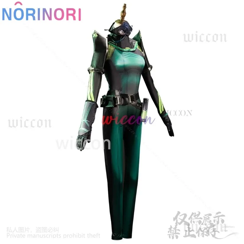 Anime Game VALORANT Viper Cosplay Costume Green Sexy Jumpsuit Uniform Black Wigs For Girls Woman Halloween Roleplay Customized