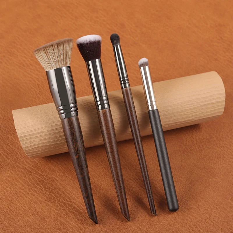 OVW Concealer Brush 4PC Synthetic Fluffy Tapered Curved Shape For Building Face Makeup Brush Tools