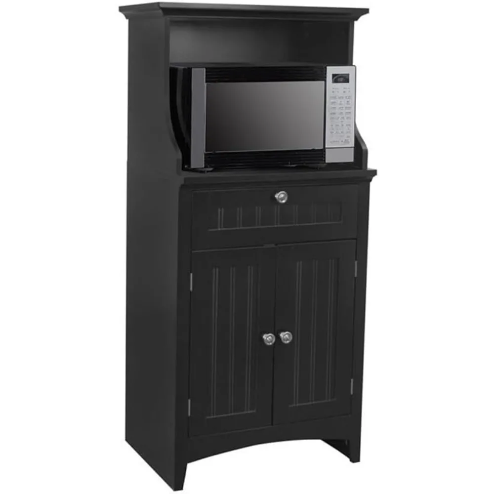 خزانة أدوات صانع القهوة للمنزل والمكتب من American Furniture Classics OS في عربة الميكروويف للمطبخ باللون الأسود #6