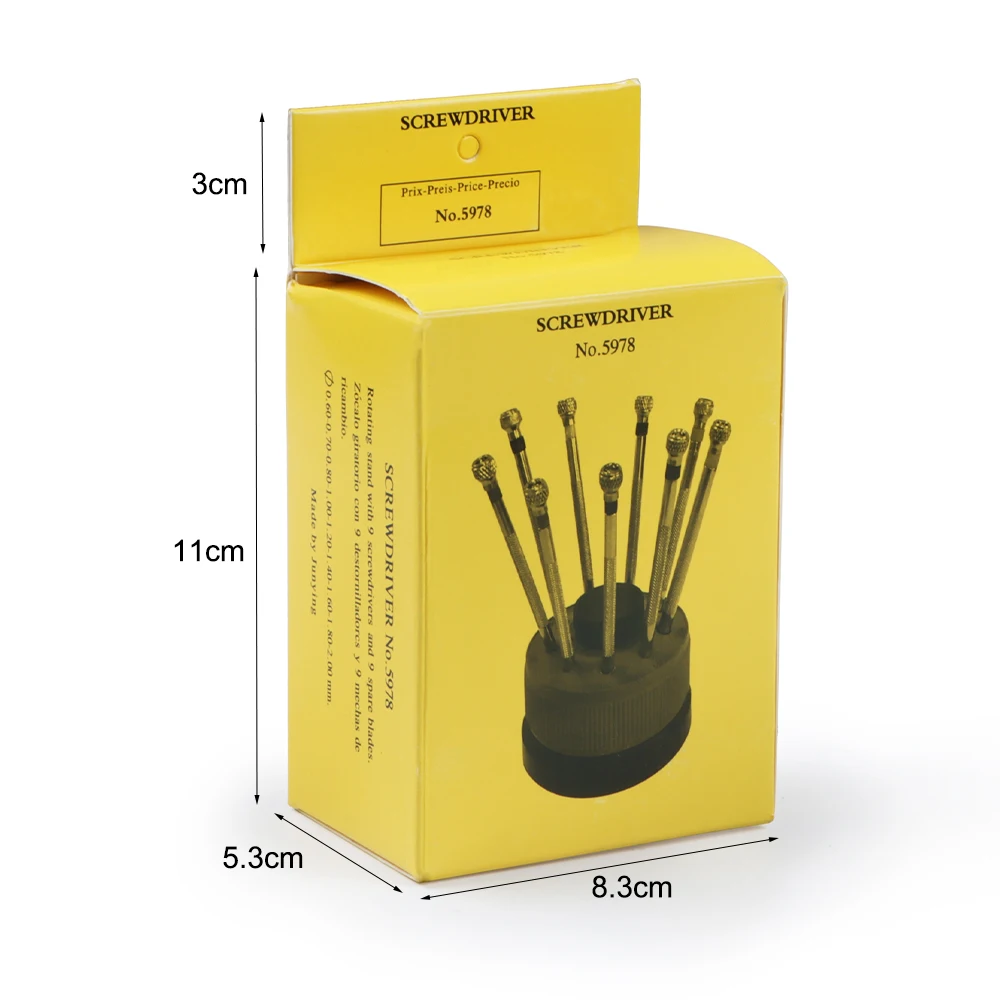 9 قطعة مجموعة مفكات ساعة أداة إصلاح مفك مجموعة مع قاعدة دوارة مفك فولاذي 5978 لإصلاح نظارات الساعة 2026