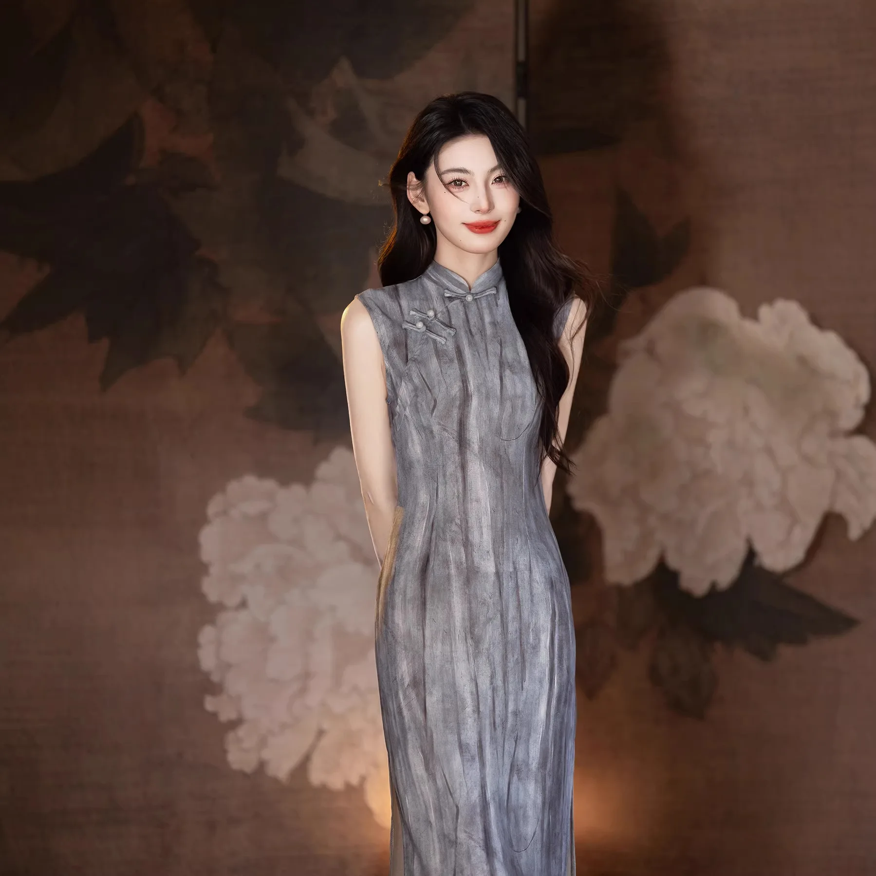 

Сексуальное китайское платье-ципао без рукавов в полоску, этнический стиль, уличная одежда, винтажная женская одежда