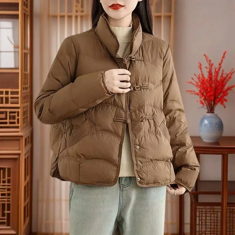 Female Winter Tops Coat Down Jackets Stand-up Collar Frog Duck's Down Warm Comfortable Leisure Fashion Soft Minority Versatile