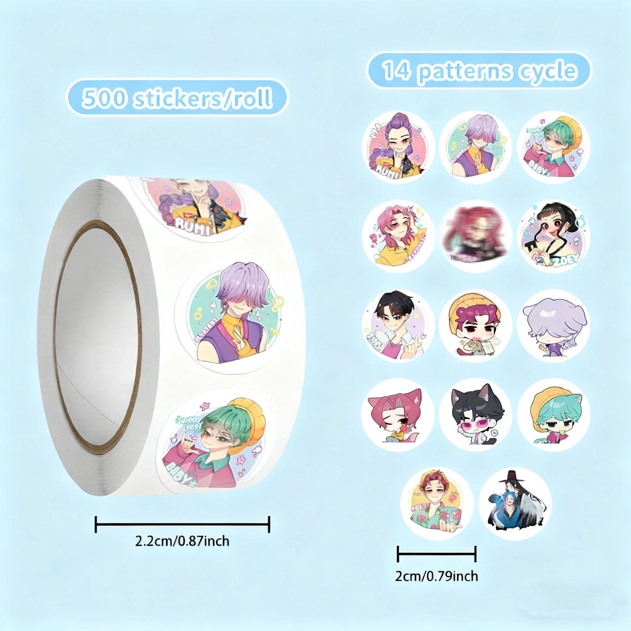 Korea-Exclusive Bestseller: 【Kopo Witch Hunt Squad】 Cute Cartoon Popular Roll Stickers, 2D Stickers for Notebook Decoration