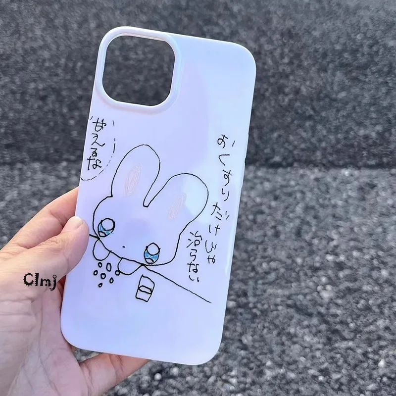 Clmj لطيف الكرتون الأرنب قضية الهاتف آيفون 16 15 14 13 12 11 برو ماكس XS XR XSMax 6 7 8 زائد لامعة HD غطاء الكمبيوتر الصلب #5