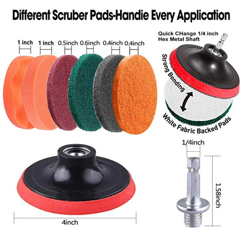 Universele Drillbrush Scrub Pads 37Pcs Power Scrubber Schoonmaak Keuken Kit Purpose Cleaner Schrobben Boor Voor Zwembad Boot Thuis