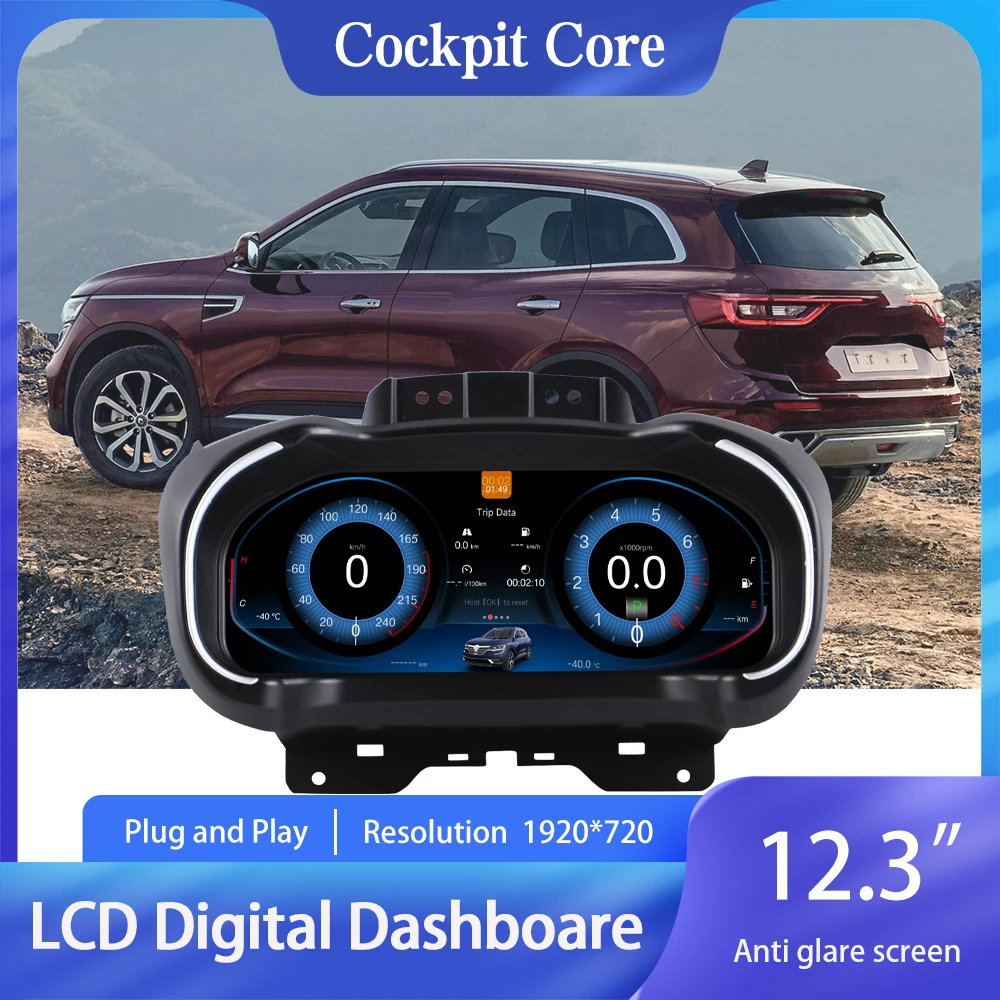 12.3”HD screen Digital Instrument Cluster For Renault Koleos Megane 4 Samsung SM6 Talisman 2016-2019 Speedometer  CarPlay/Auto