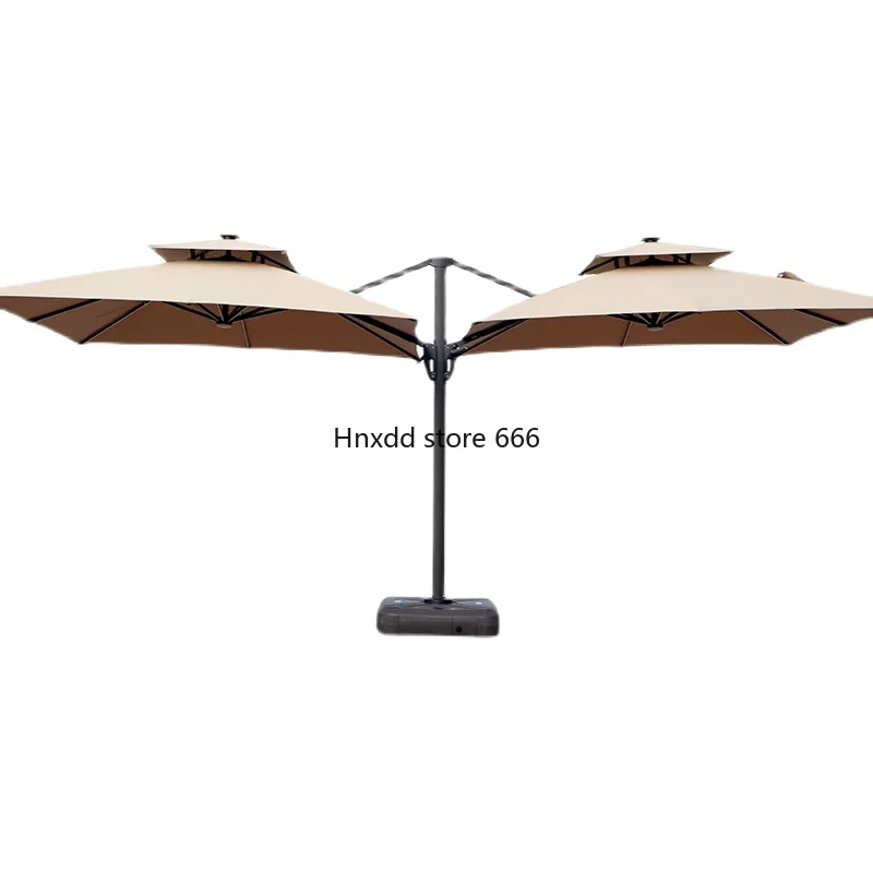 Outdoor Garden LED Solar Double Head Umbrella with Light