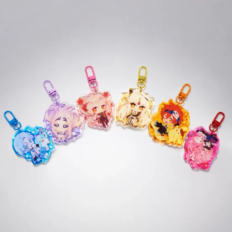 Custom Translucent Colour Background Epoxy Keychains Cartoon Key Chain Photo Customized Anime Clear Acrylic Personalized Charms