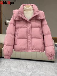 Women Detachable Hat Thicken Coats Tops Winter Warm Down Cotton Zipper Solid Abrigos Korean Long Sleeve Snow Wear Outerwears New