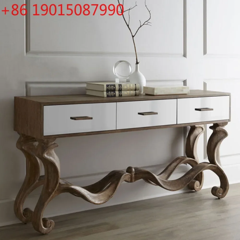 

High-end custom Nordic French neoclassical carved entrance cabinet