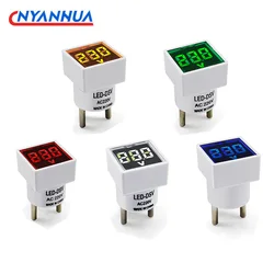 Square Voltmeter Digital Voltage Tester Monitor AC 50V-500V EU Plug LED Display Voltmeter Indicator Light