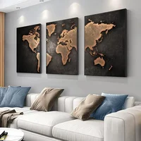 Retro World Map 3pcs/set Canvas Posters Nordic Wall Decor Wall Art Canvas Painting Living Room Bedroom Corridor Wall Decoration 4