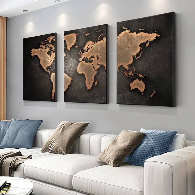 Retro World Map 3pcs/set Canvas Posters Nordic Wall Decor Wall Art Canvas Painting Living Room Bedroom Corridor Wall Decoration 4 Retro World Map 3pcs/set Canvas Posters Nordic Wall Decor Wall Art Canvas Painting Living Room Bedroom Corridor Wall Decoration 4