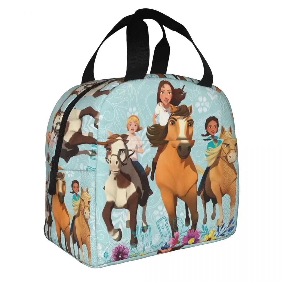 Spirit Riding Free Insulated Lunch Bags for Women Anime Girl Portable Thermal Cooler Lunch Box Camping Travel Food Picnic Bags