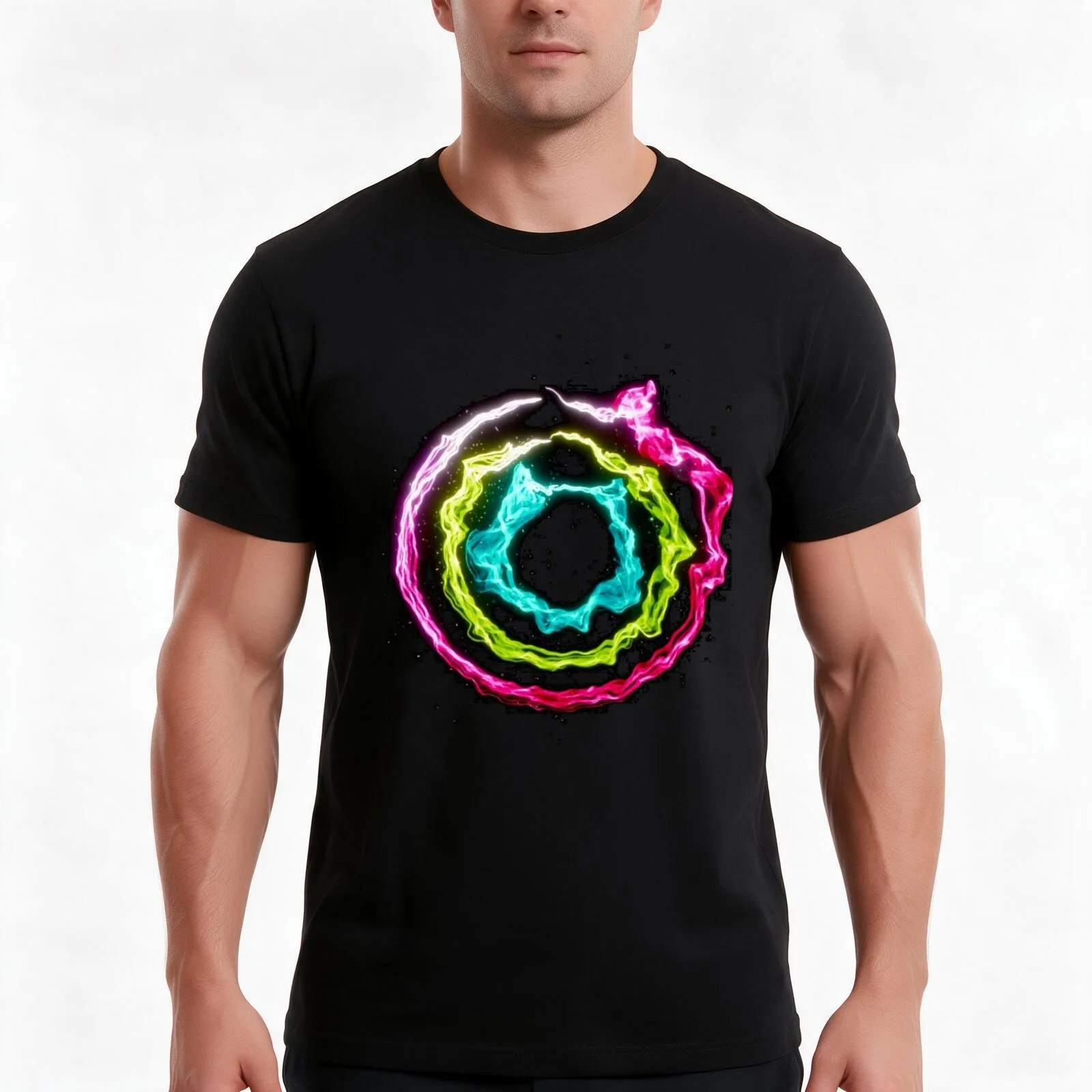 Activity Rings Complete T-Shirt, Summer Casual Cotton Tee, Oversized Streetwear Tops, Vintage Graphic Print, Unisex Men Women