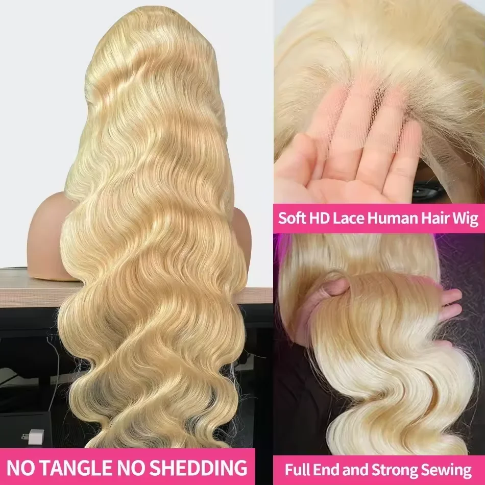 220 Density 613 Blonde 13x4 hd lace frontal wig Body Wave human hair wigs Real Brazilian Body Wave Colored Human Hair For Women
