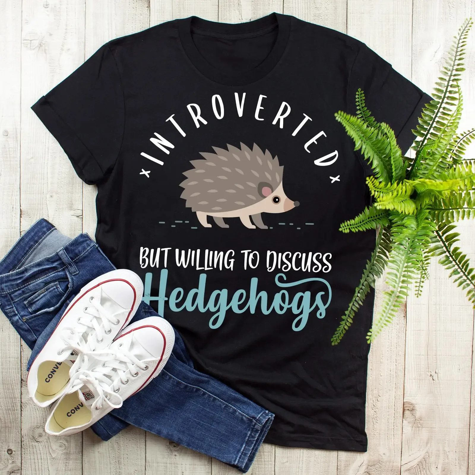 Introverted But Willing To Discuss Hedgehogs Cute T Shirt Funny Hedgehog Lover For  vintage Washed Casual Slightly Breathable