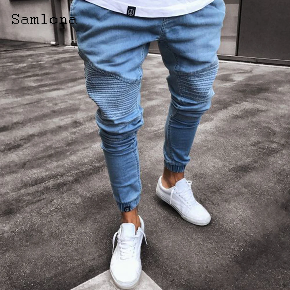 

Sexy Patchwork Jeans Denim Pants Casual Street Pantalon Mens Fashion Hip Hop 2023 European and American style Blue Demin Trouser