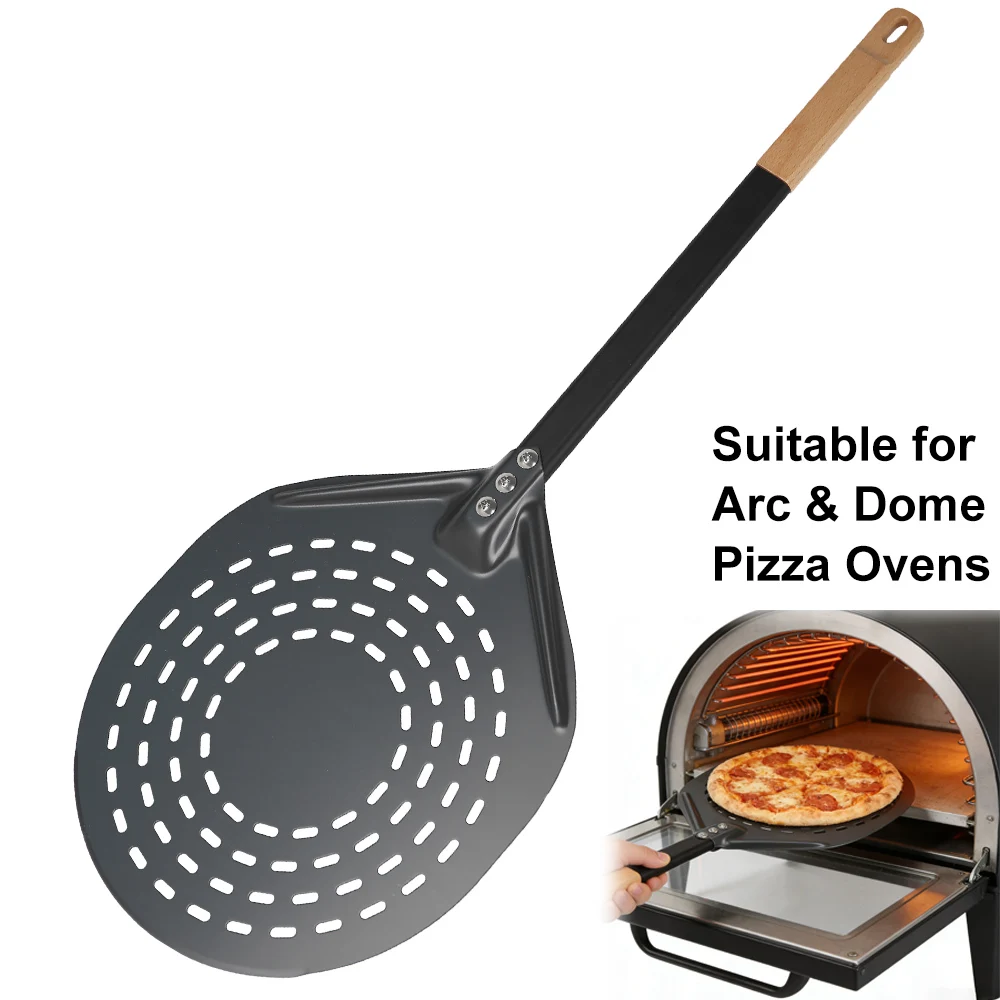 Onilini 12 inch Arc Pizza Peel Wood Aluminum Alloy Handle Pizza Shovel Arc Pizza Paddle for Dome & Arc Pizza Ovens Accessories