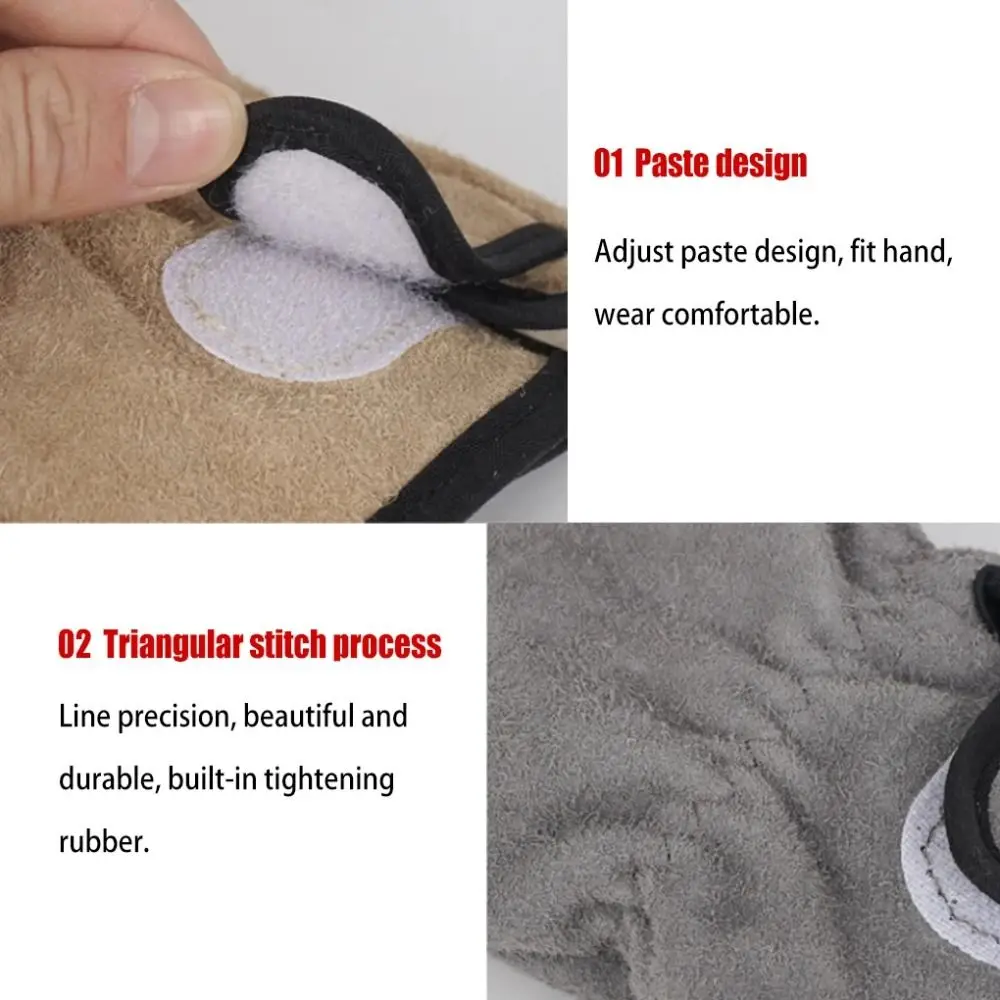 

1 пара безопасных перчаток для барбекю из воловьей кожи, прочные утолщенные рабочие перчатки, регулируемые термостойкие варежки для кемпинга, пикника