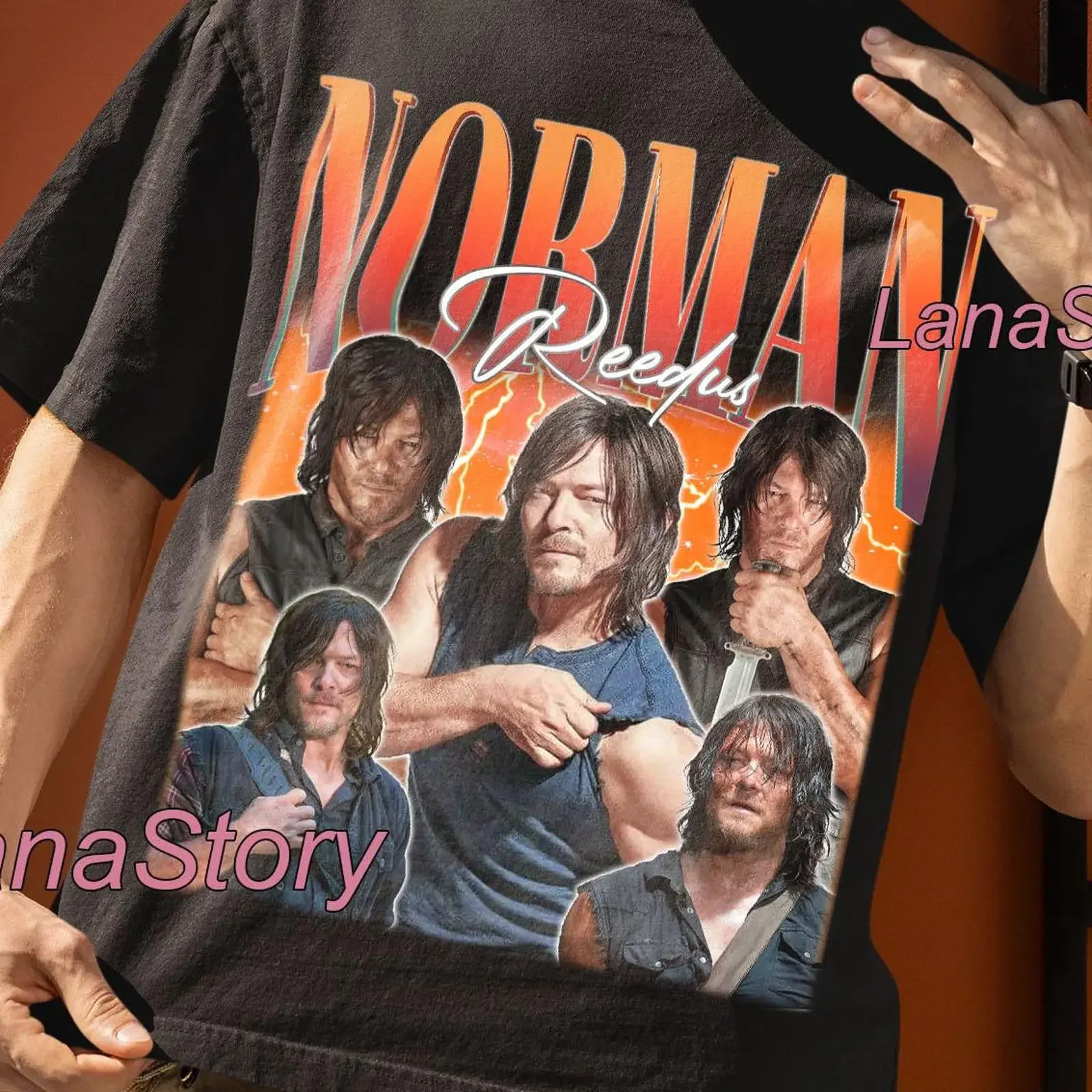 Norman Reedus T Shirt Vintage Retro Style  vintage Washed Stylish streetwear Top For Everyday Wear designer clothes Versatile