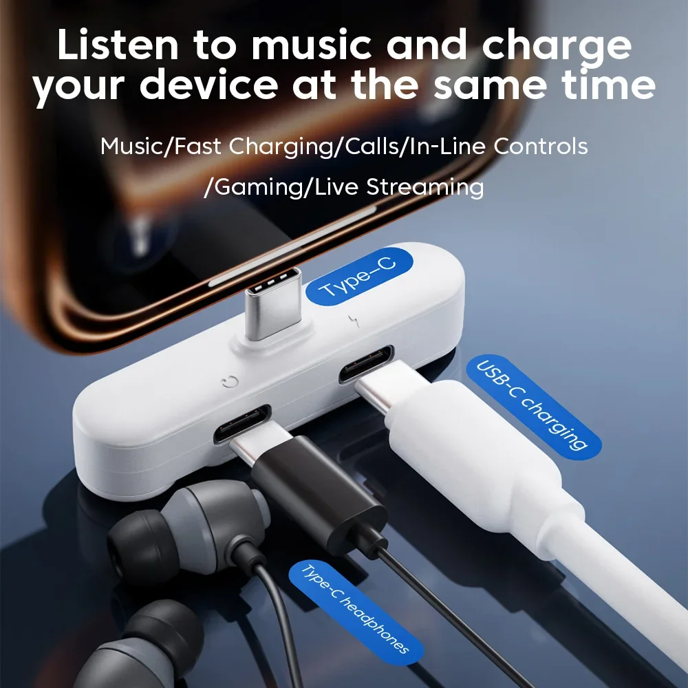 2 in 1 USB C to 35mm Adapter with Phone Stand OTG Splitter Car Drive Music Navigation Charge Simultaneous