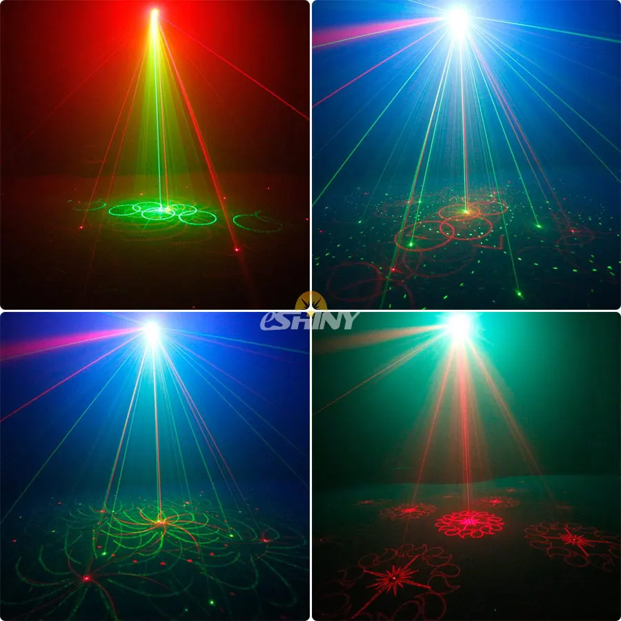 Portable Battery DJ Disco Light 120 Pattern 9 Lens Double R&G Laser Projector Party RGB UV Dance Decoration Birthday Lamp F11D2