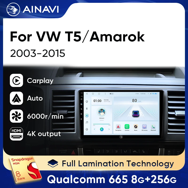 

Ainavi Car Radio For Volkswagen VW Multivan T5 Caravelle Amarok Pickup Car Multimedia Wireless Carplay Android Auto HDMI 2 DIN