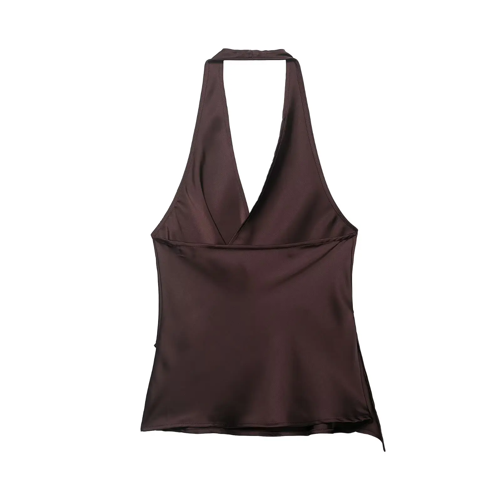 HH Damen Sommer Satin Neckholder-Top Damen Wickel-Bluse mit V-Ausschnitt und Rückenbindung Asymmetrische Bluse Niedliche Alltags- Urlaubs- und Geschäftskleidung – Detail 30