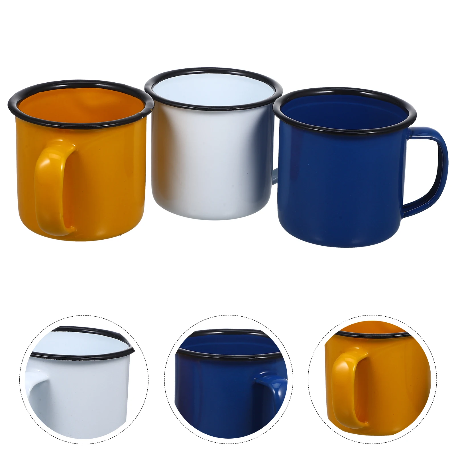 

6 pcs 6CM Retro Cups Thickened Enamel Water Drinking Cup Cup Porcelain Drinking Tea Coffee Home Tea Mug Office Use