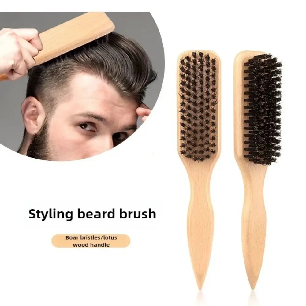 Wood Boar Bristle Hair Brush Backcombing Design Smooth Finish Slick Back Hair Brush Teasing Function Flyaways Control