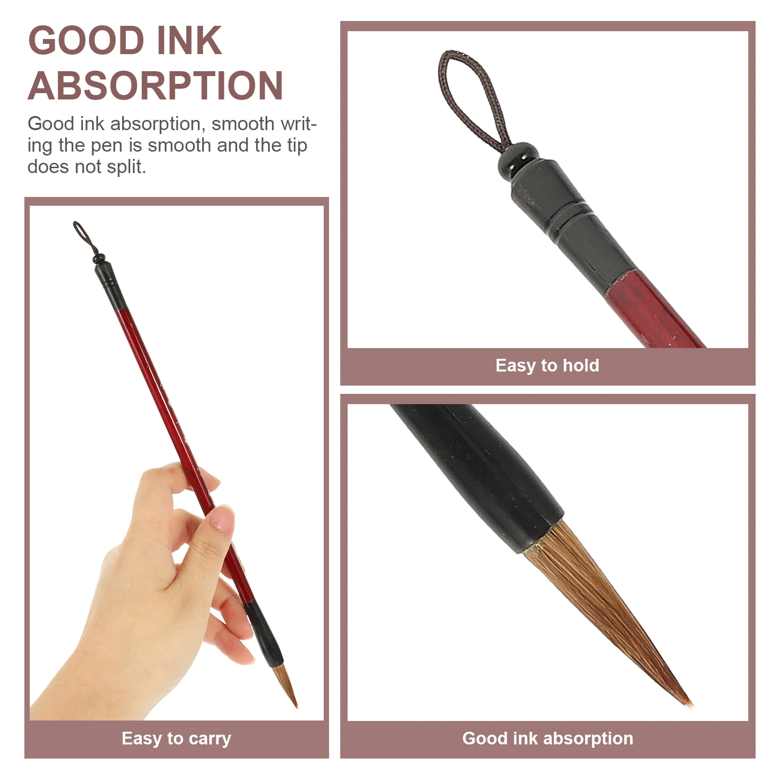 

3Pcs Professional Chinese Calligraphy Brush Portable Lightweight Painting Drawing Writing Brush Smooth Ink Absorption